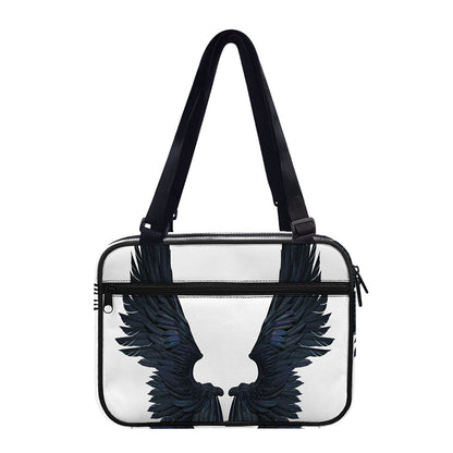 Black Demon Wings Print Double Strap Bible Bag