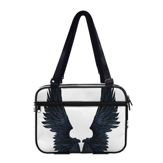 Black Demon Wings Print Double Strap Bible Bag