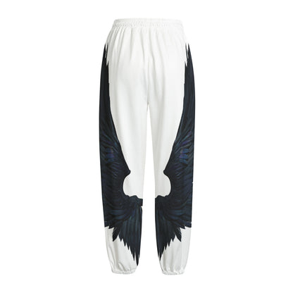 Black Demon Wings Print Fleece Lined Knit Pants