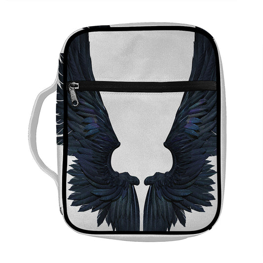 Black Demon Wings Print Front Pocket Bible Bag