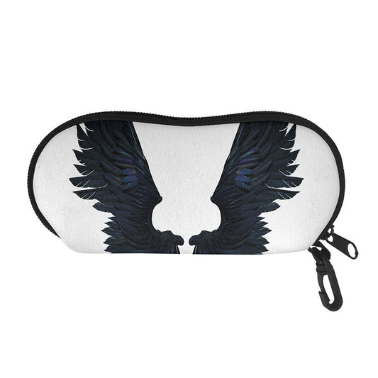 Black Demon Wings Print Glasses Case