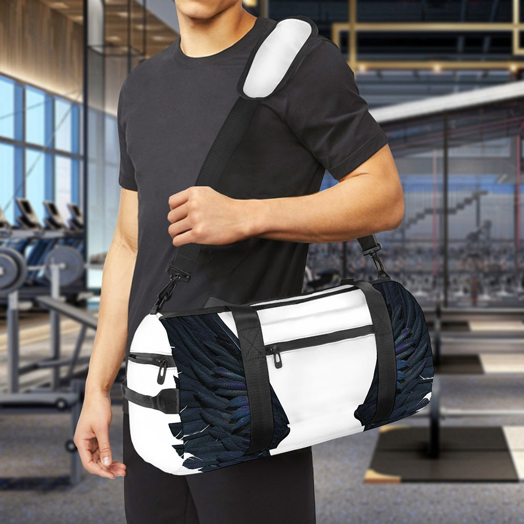 Black Demon Wings Print Gym Bag