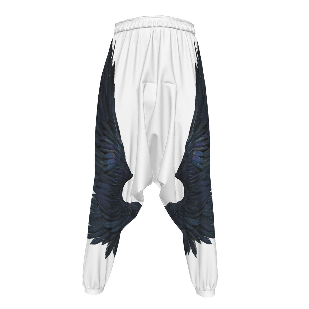 Black Demon Wings Print Hammer Pants