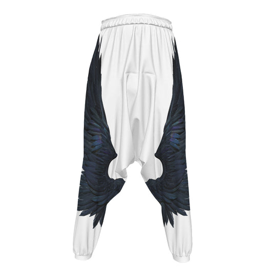 Black Demon Wings Print Hammer Pants