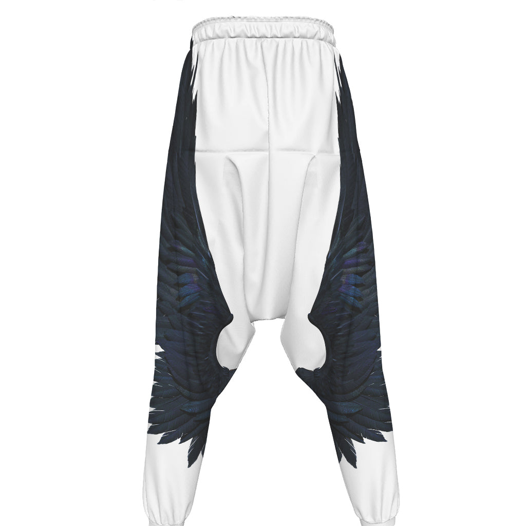 Black Demon Wings Print Hammer Pants