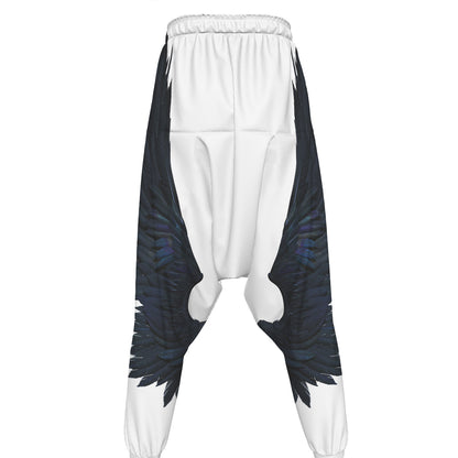 Black Demon Wings Print Hammer Pants