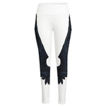 Black Demon Wings Print High-Waisted Pocket Leggings