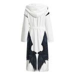 Black Demon Wings Print Hooded Bathrobe