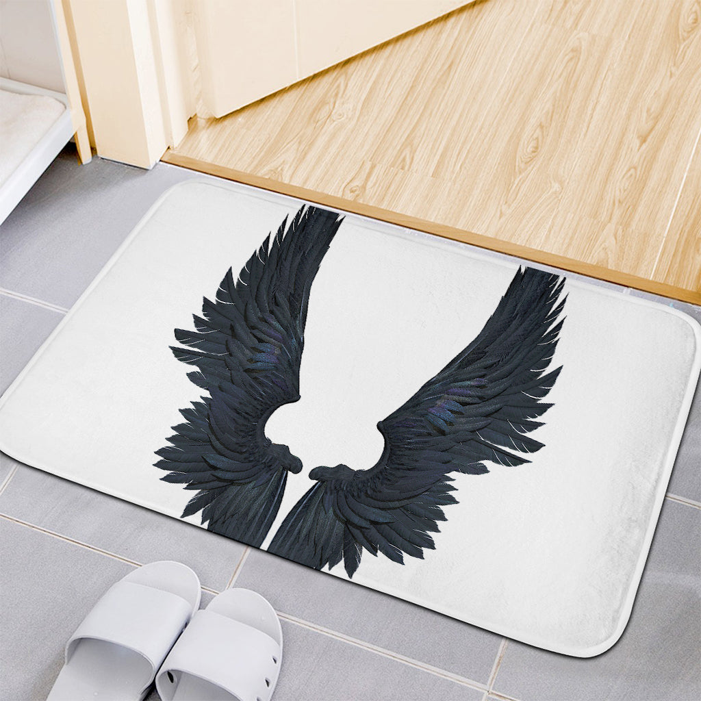 Black Demon Wings Print Indoor Door Mat