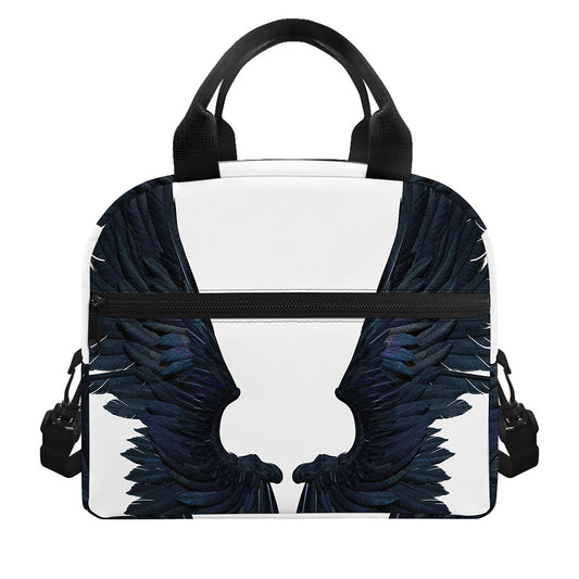 Black Demon Wings Print Insulated Lunch Bag