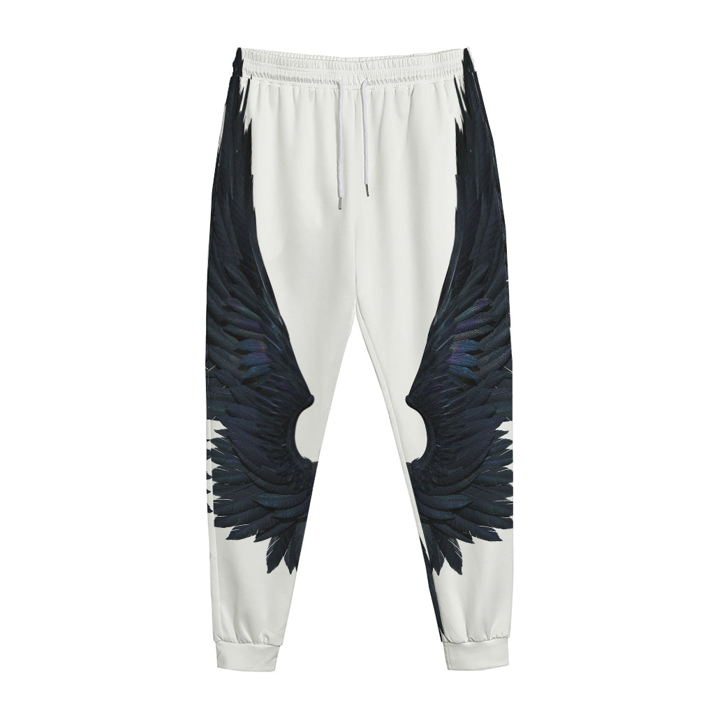 Black Demon Wings Print Jogger Pants