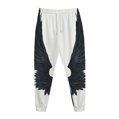 Black Demon Wings Print Jogger Pants