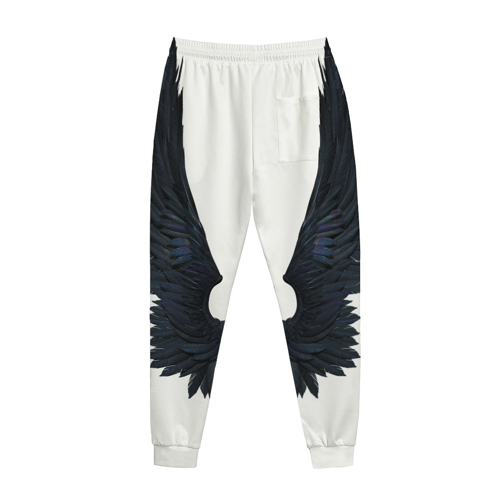 Black Demon Wings Print Jogger Pants