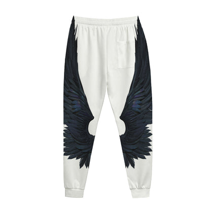 Black Demon Wings Print Jogger Pants