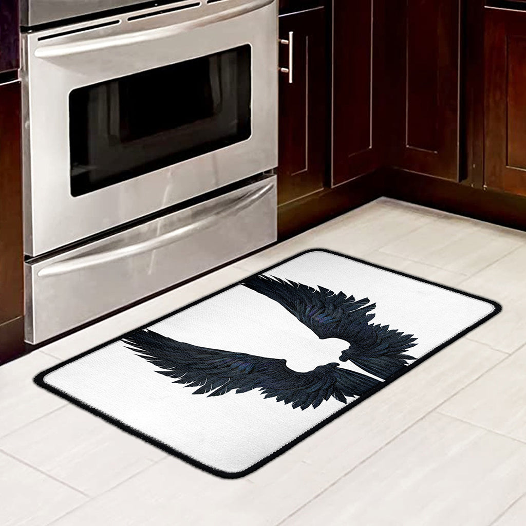 Black Demon Wings Print Kitchen Mat
