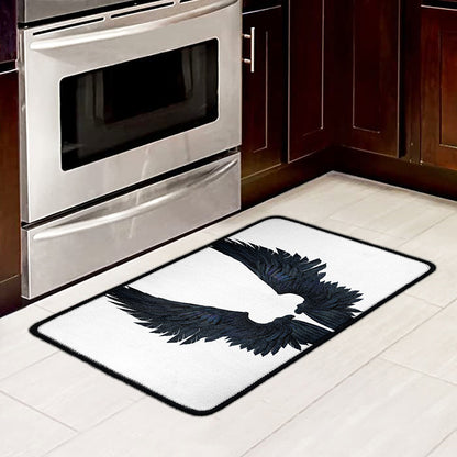 Black Demon Wings Print Kitchen Mat