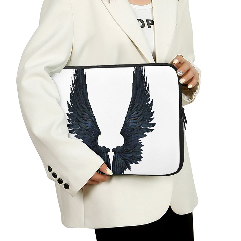 Black Demon Wings Print Laptop Sleeve