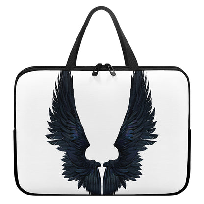 Black Demon Wings Print Laptop Sleeve With Handle