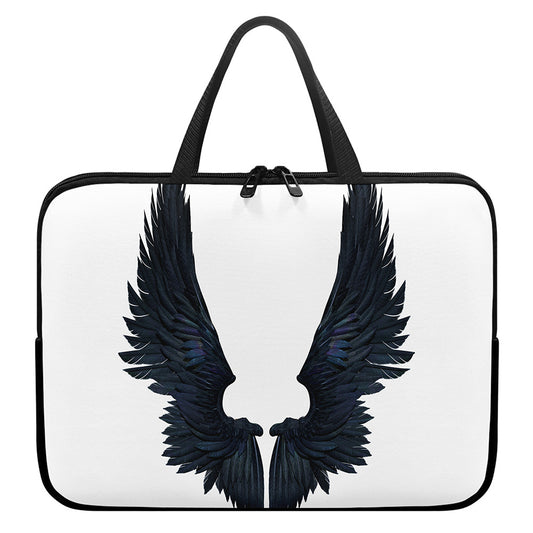 Black Demon Wings Print Laptop Sleeve With Handle