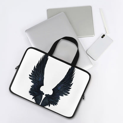 Black Demon Wings Print Laptop Sleeve With Handle