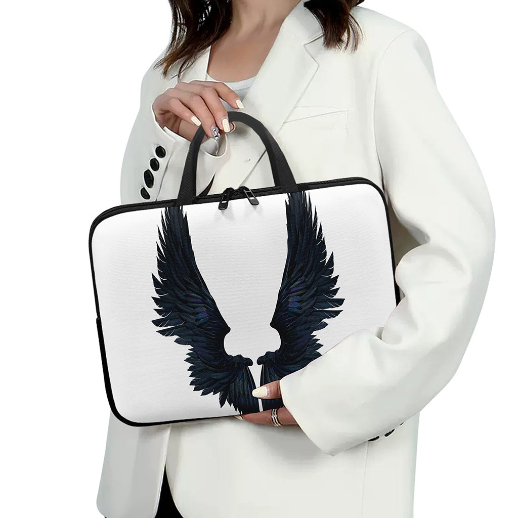 Black Demon Wings Print Laptop Sleeve With Handle