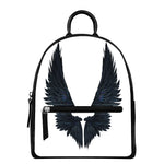 Black Demon Wings Print Leather Backpack
