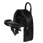Black Demon Wings Print Leather Backpack