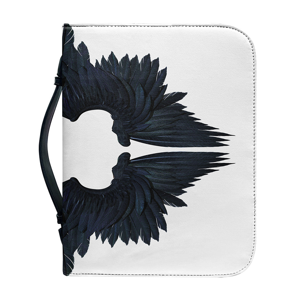 Black Demon Wings Print Leather Bible Cover