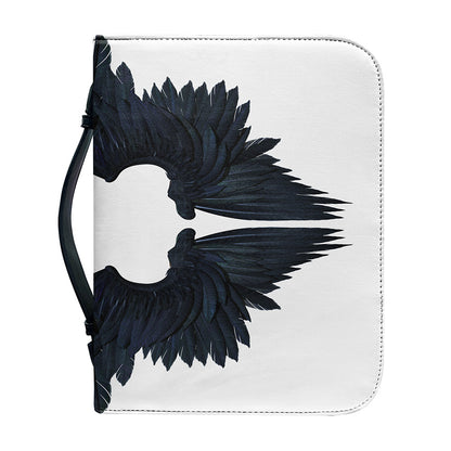 Black Demon Wings Print Leather Bible Cover