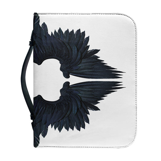 Black Demon Wings Print Leather Bible Cover