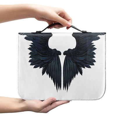 Black Demon Wings Print Leather Bible Cover