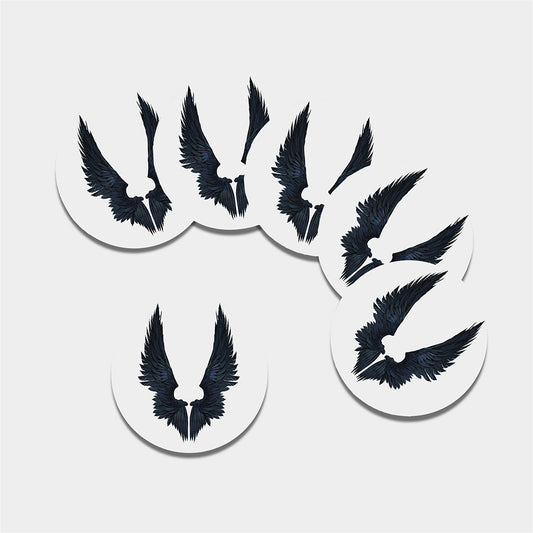 Black Demon Wings Print Leather Coaster Set