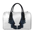 Black Demon Wings Print Leather Duffel Bag