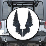 Black Demon Wings Print Leather Spare Tire Cover