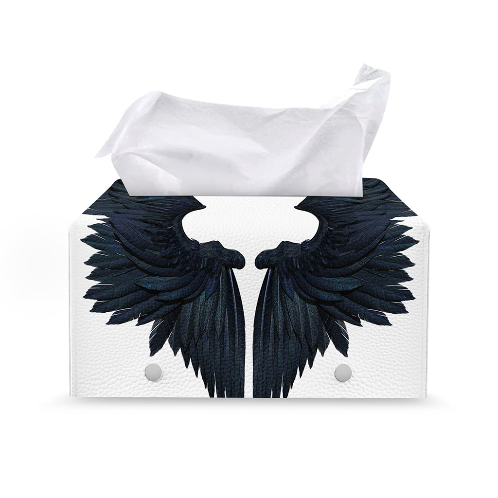 Black Demon Wings Print Leather Tissue Box Cover