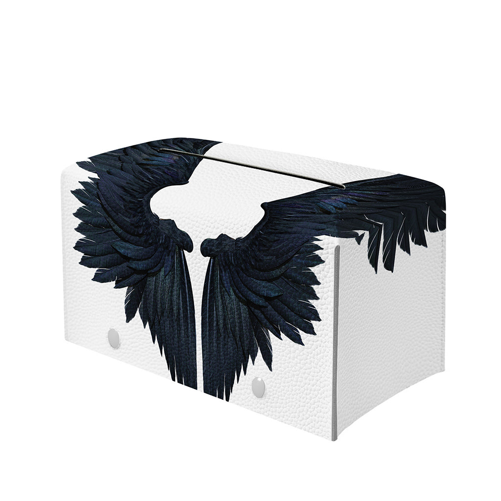 Black Demon Wings Print Leather Tissue Box Cover
