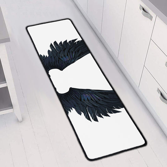 Black Demon Wings Print Long Kitchen Mat