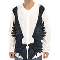 Black Demon Wings Print Long Sleeve Baseball Jersey