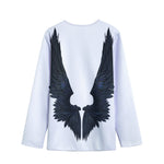 Black Demon Wings Print Long Sleeve Short Coat