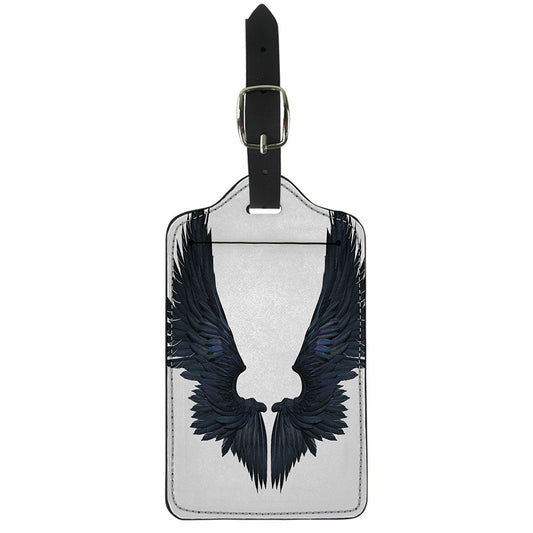 Black Demon Wings Print Luggage Tag