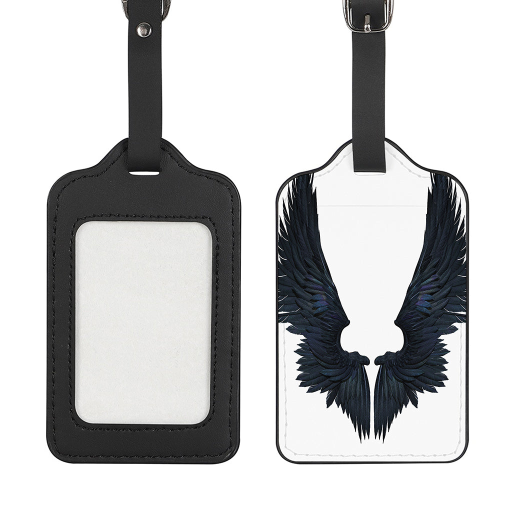 Black Demon Wings Print Luggage Tag