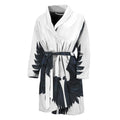 Black Demon Wings Print Men's Bathrobe