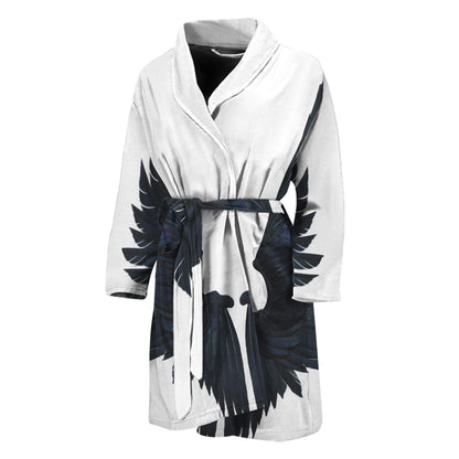 Black Demon Wings Print Men's Bathrobe