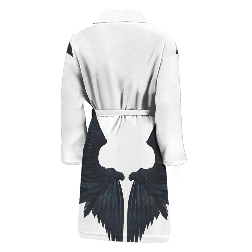 Black Demon Wings Print Men's Bathrobe