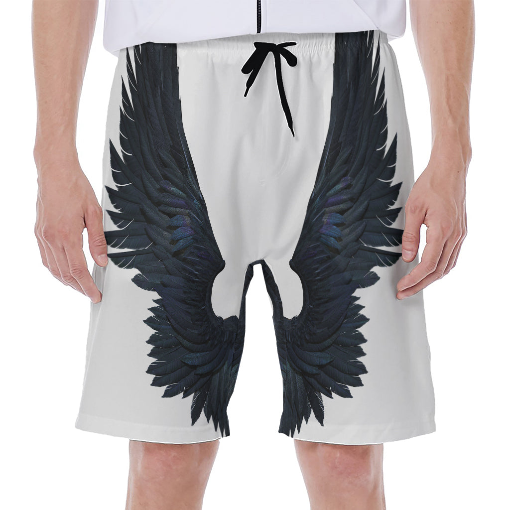 Black Demon Wings Print Men's Beach Shorts