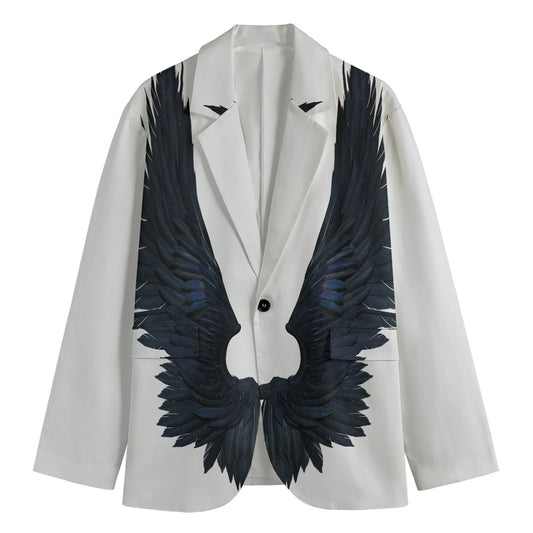 Black Demon Wings Print Men's Blazer
