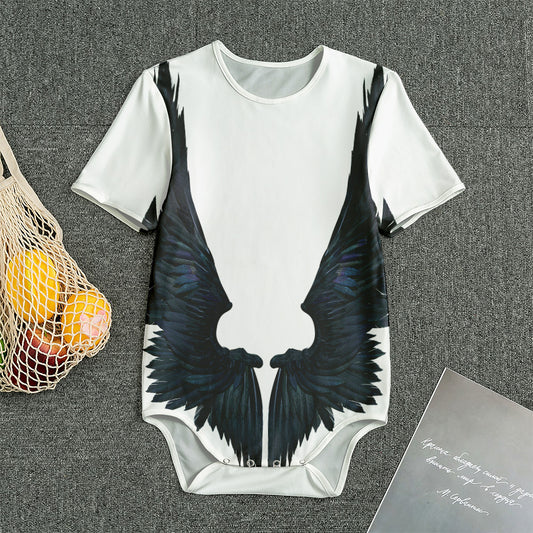 Black Demon Wings Print Men's Bodysuit
