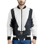 Black Demon Wings Print Men's Bomber Jacket