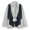 Black Demon Wings Print Men's Cotton Blazer
