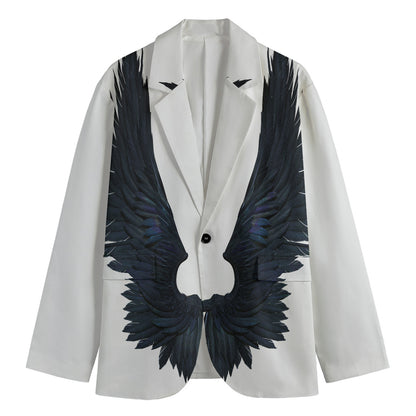 Black Demon Wings Print Men's Cotton Blazer